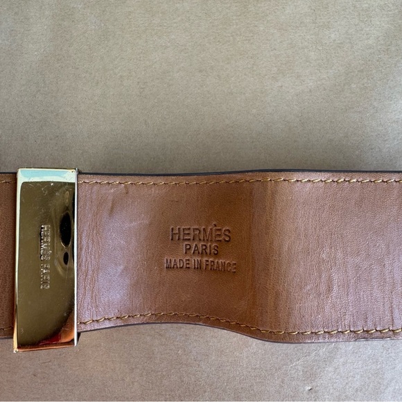 Hermes Collier De Chien Leather Gold Orange Bracelet Small - Picture 7 of 11